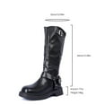 thumbnail image 5 of Viluyesy Womens Mid-Calf Boots, Zipper Round Toe Low Heels Fashion Buckle Moto Boots Black, 5 of 7
