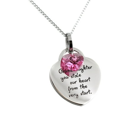 Heart Shaped Pendant - Granddaughter Heart Shaped Stainless Steel Pendant Necklace