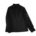 thumbnail image 5 of Dasayo Women Tops Lace Black Long Sleeve Elegant Solid Button-Up Shirts Blouses for Women L, 5 of 9