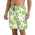 thumbnail image 2 of Kll Kawaii Avocado Men'S Casual Summer Beach Shorts Hawaiian Shorts With Pockets-Small, 2 of 9