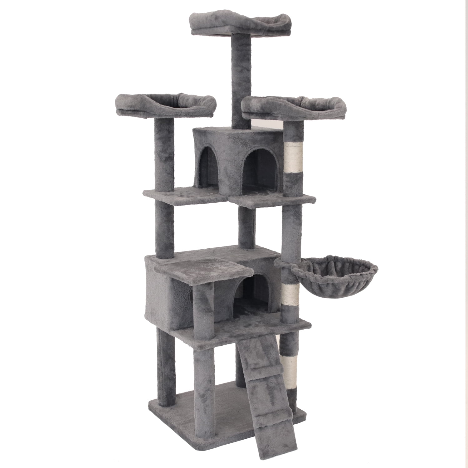 Pefilos 68 Inches Cat Trees Towers with Scratching Posts Condos Hammock Resting Perch, Indoor Play House for Large Cats Kitty Kitten, Gray Pefilos 68 Inches Cat Trees Towers with Scratching Posts Condos Hammock Resting Perch, Indoor Play House for Large Cats Kitty Kitten, Gray