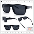 thumbnail image 2 of SA106 Mens Polarized Flat Top Square Sunglasses Matte Finish Rectangular UV400 Anti Glare Driving Shiny Black Frame - Black Lens, 2 of 6