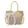thumbnail image 1 of Bolso de mano de paja de gran capacidad a la moda para mujer, nuevo bolso bandolera de hombro para ir a la playa y viajar, 2025, 1 of 5