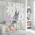 thumbnail image 6 of Easter Shower Curtain, Waterproof Shower Curtains for Bathroom, Spring Rustic Botanical Floral Rabbit Eggs Leaves Washable Fabric Bathtub Curtain Set Bath Decor with 12 Hooks Stall 36"x72", 6 of 8