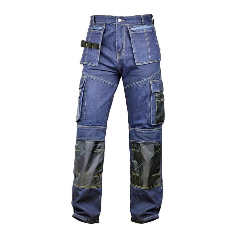 Skylinewears Mens Work Pants, Denim Fabric, Cordura Reinforced