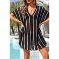 thumbnail image 3 of Tignapoo 2024 Summer Openwork Knit Beach Cover-Up Dress with Bikini, Loose Fit, Color Block, Black, 3 of 6