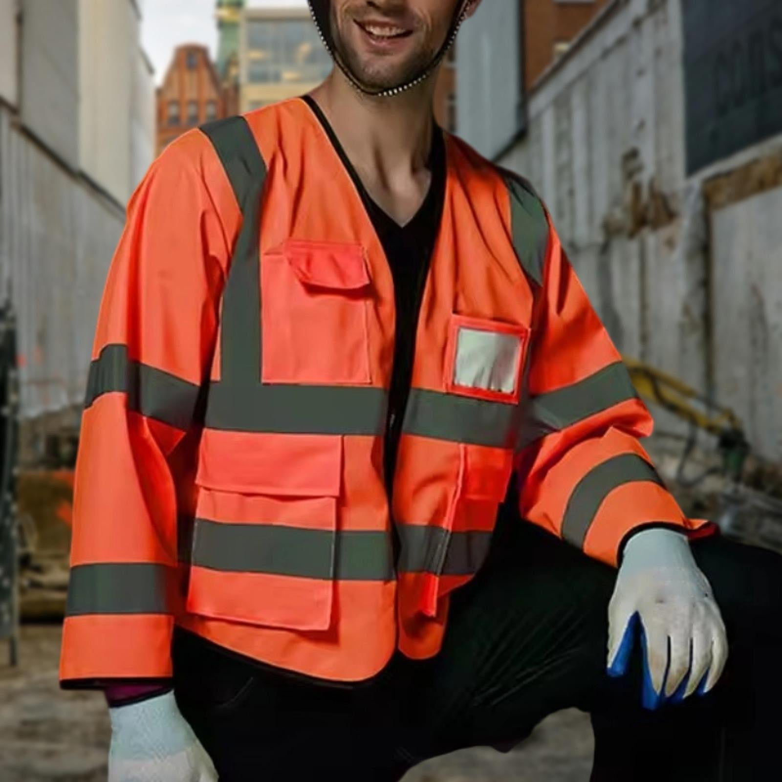 Reflective Safety Vest Long Sleeved High Visibility Lightweight Cloth for Construction Workers Outdoor