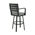 thumbnail image 4 of Don 30" Outdoor Patio Bar Stool in Black Aluminum with Grey Cushions, 4 of 11