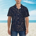 thumbnail image 2 of Sikiie Copper-Gold Gloss Outline Navy Dark Blue Print Men's Hawaiian Shirt, Summer Beach Button Pocket Short Sleeve T-Shirt,Large, 2 of 7