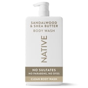 Native Body Wash for Women & Men, Sulfate Free, Sandalwood & Shea Butter, 36 fl oz