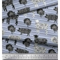 thumbnail image 3 of Soimoi Blue Cotton Duck Fabric Stencil Cow & Pig Animal Fabric Prints By Yard 42 Inch Wide, 3 of 3