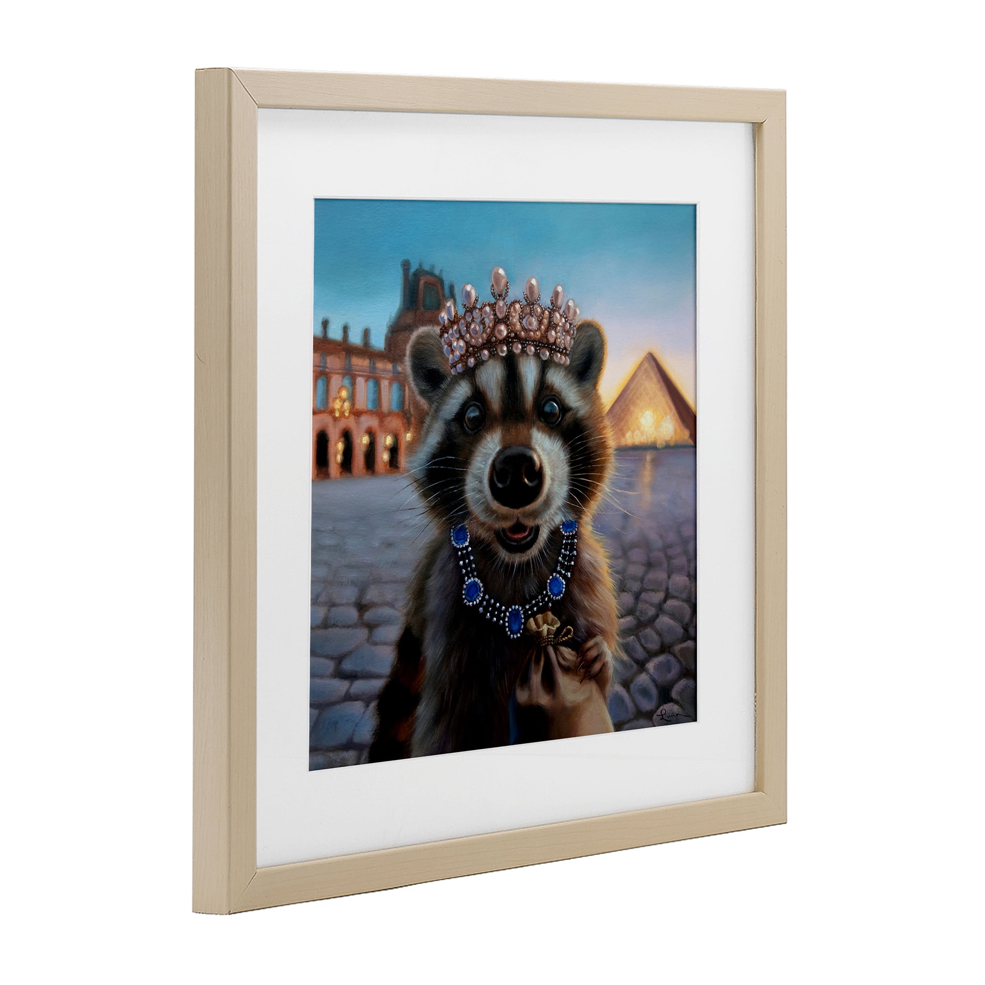 Stupell Industries Louvre Loot Raccoon Birch Framed Print Under Glass, design by Lucia Heffernan