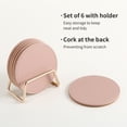 thumbnail image 4 of Casegrace Set of 6 Leather Coasters With Metal Holder Home Decorative Waterproof Cup Mat Kitchen Desktop Drink Coaster Set with Cork Base Pink, 4 of 8