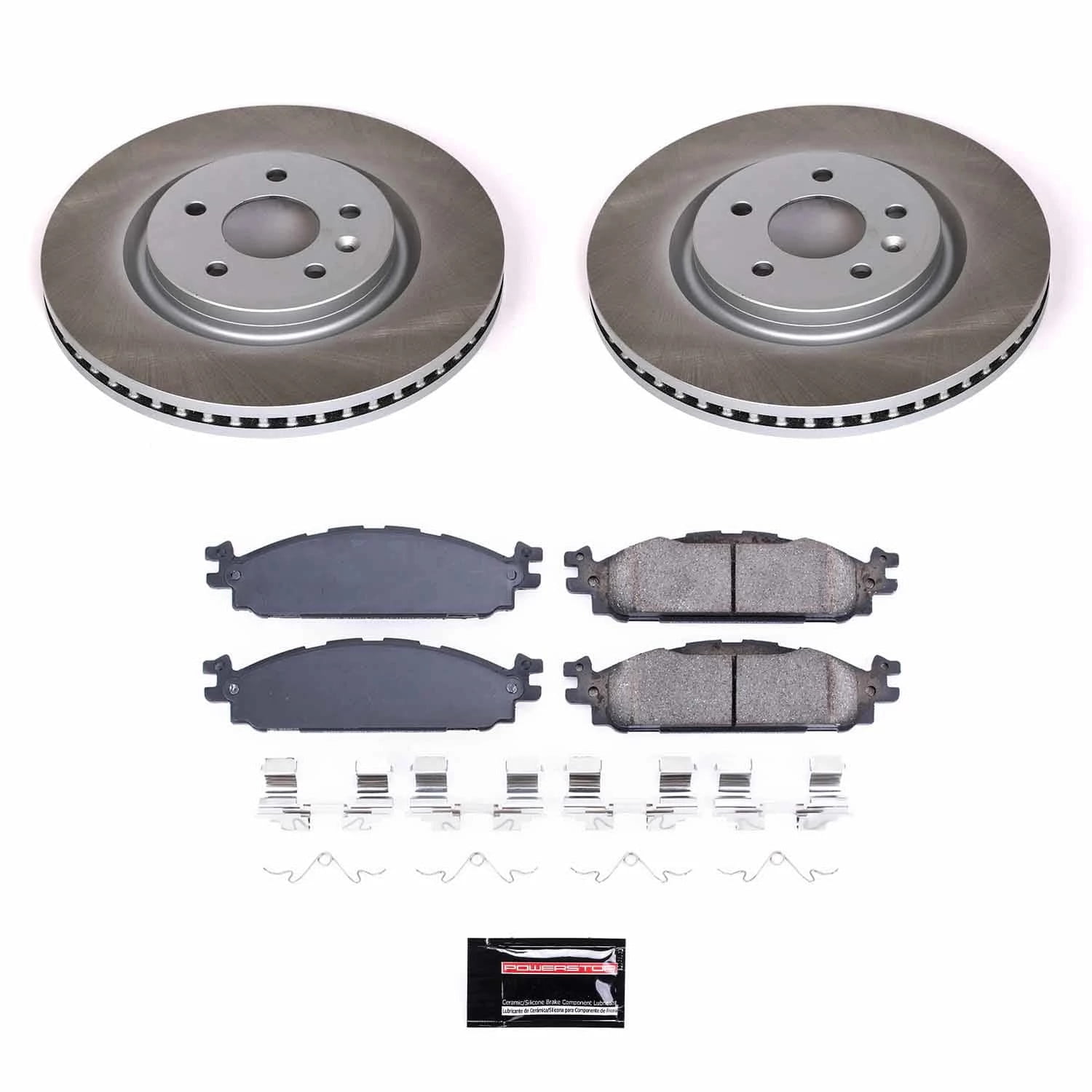 PowerStop Front Semi-Coated Rotor and Low-Dust Ceramic Brake Pad Kit SC5583