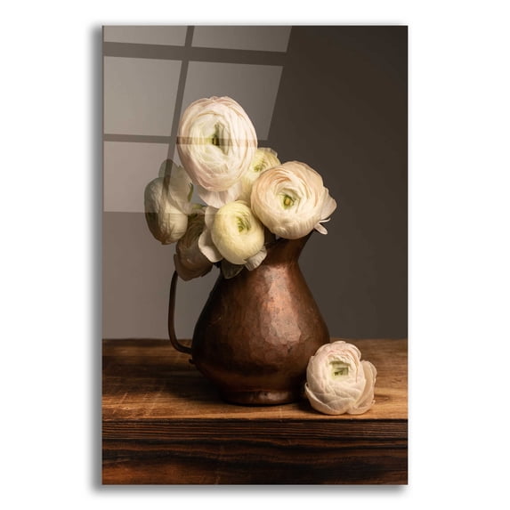 Epic Art 'Pitcher Perfect Petals' by Leah McLean Acrylic Glass Wall Art, 12"x16"