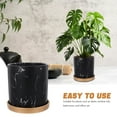 thumbnail image 3 of WHAMVOX Garden Pot Feet Marble Flower Pot Indoor Flowerpot Office 15X15CM Black, 3 of 8