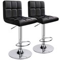 thumbnail image 2 of Léopard Tabourets de Bar, Tabouret de Bar Pivotant Réglable en Cuir PU Moderne avec Dossier, Ensemble de 2 (Noir), 2 of 4