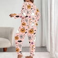 thumbnail image 5 of Halloween Pajamas Women Long Sleeve Two Piece Pumpkin Ghost Bat Print Pajama Top and Full Length Pants Cozy Loungewear Loungewear 2 Piece Outfits, 5 of 7