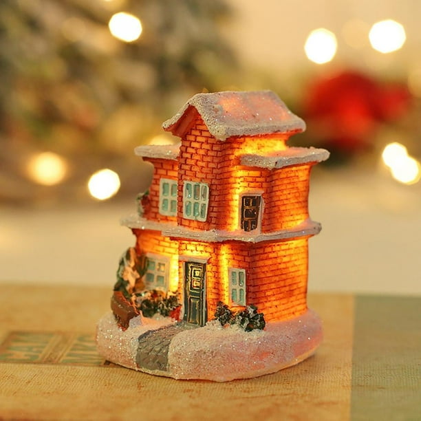 Country Christmas Cabin,LED Lighted Christmas Village Houses,Christmas