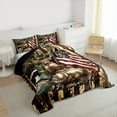 thumbnail image 3 of Manfei Retro American Flag Bedding Comforter Set, Jungle Deer Fish Print Twin Comforter Sets, Rustic Farmhouse Animal Reversible Bedding Set, Super Cozy Room Decor, 2 Pieces, 3 of 8