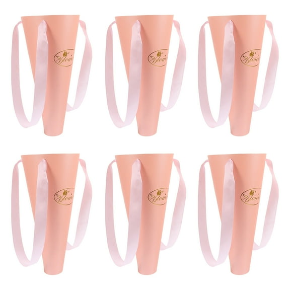 6 Pcs Flower Wrapping Bucket Decorative Bag with Handles Produce Bags Pink
