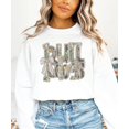 thumbnail image 3 of Bulldogs Camo Coquette Bow Sweatshirt for Women & Teens School Spirit Game Day Crewneck White Sweatshirt Medium, 3 of 7