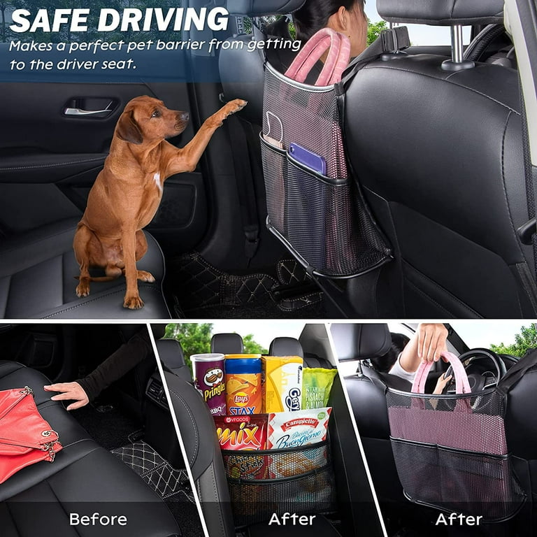 Car Net Pocket Handbag Holder Car Organizer Back Seat Upgrade Handbag Purse Holder For Car 4 Pack Black Car Back Seat Headrest Hooks for Car Handbag