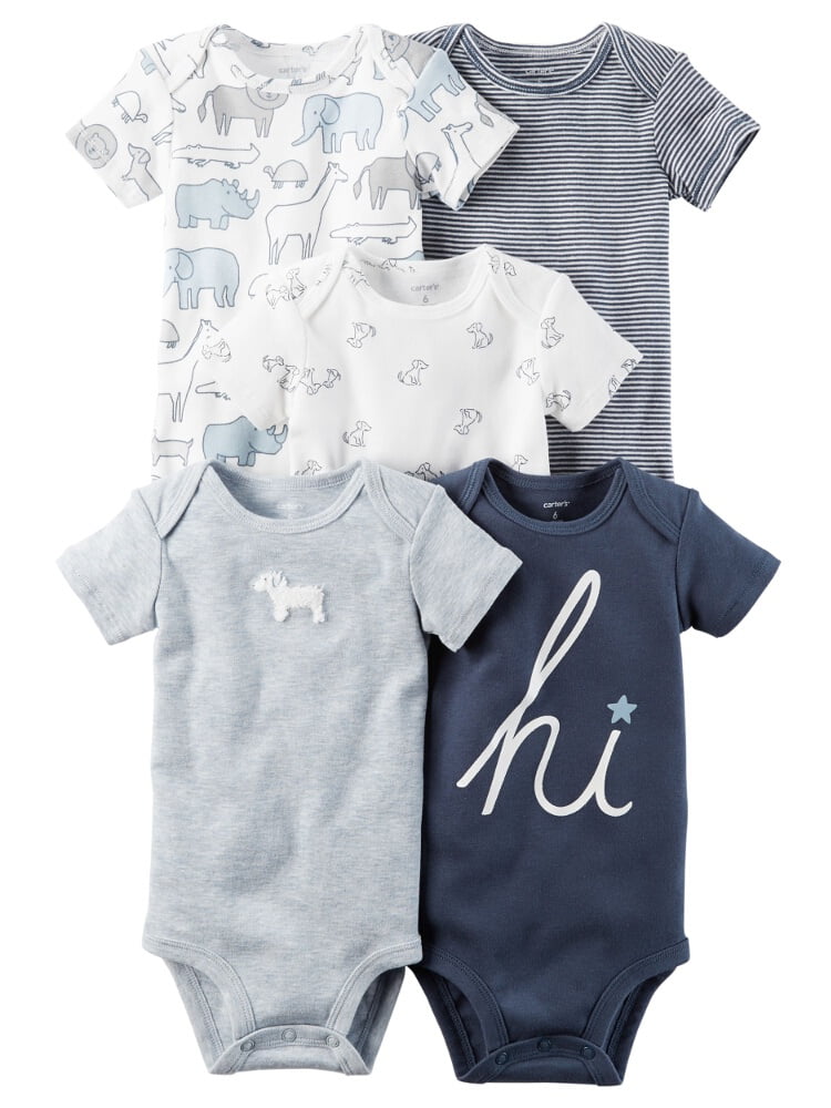New Carter's Baby Boys Infants Short Sleeves 5 Pack Bodysuits Set Choose Size 