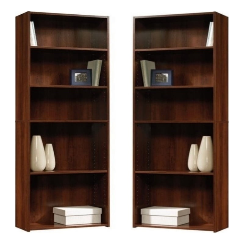 Home Square 5-Shelf Engineered Wood Bookcase Set in Brook Cherry (Set ...