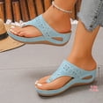 thumbnail image 6 of Boho Flip Flops for Women Wedge Heels Non-slip Summer Beach Pool Holiday Trendy Spring Thong Sandals for Everyday Comfortable Sky Blue Size 36-43, 6 of 9