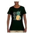 thumbnail image 2 of Pineapple Stand Tall Wear Crown And Stay Sweet Inside Arty Inspirational Pop Culture Womens Graphic T-Shirt, Forest Green, Large, 2 of 3