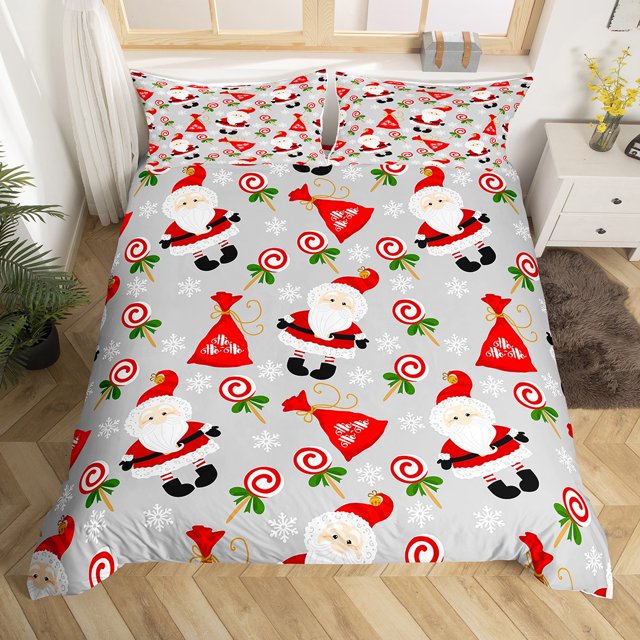 Santa Claus Comforter Cover Cartoon Cute Bedding Set Candy Xmas New