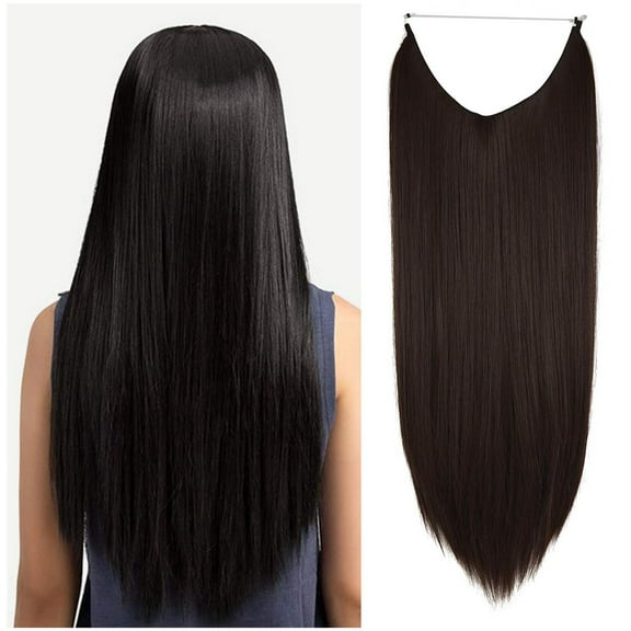 Youloveit 22Inchs Straight Miracle Translucent Invisible Wire Wire Hidden Extensions Fish Line on Synthetic Straight Hair Extensions Hairpieces No Clip (Dirty Blonde - 18H613)