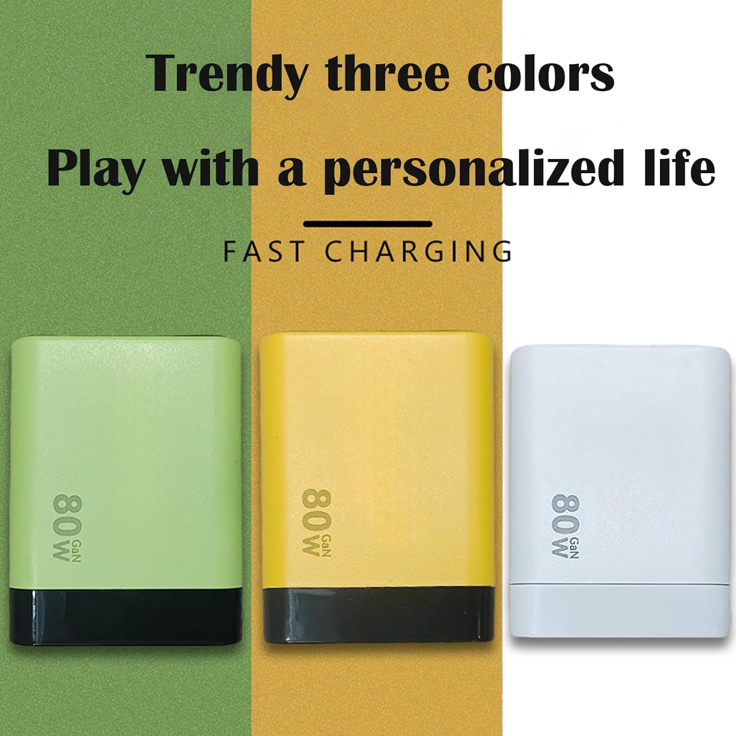 3 in 1 GaN Charger, Scalable 80w Max Fast Charger Module with Type C Cable and 2 USB Ports,Torbe 80 Watt All in One Retractable Phone Wall Plug for Phone and Laptops