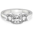 thumbnail image 3 of 5 Carat IGI Certified Cushion Shape Lab Grown Diamond Engagement Ring | 14K White Gold |Dianna Three Stone Side Trapezium Diamond Ring | FG-VS1-VS2 Quality Friendly Diamonds, 3 of 5