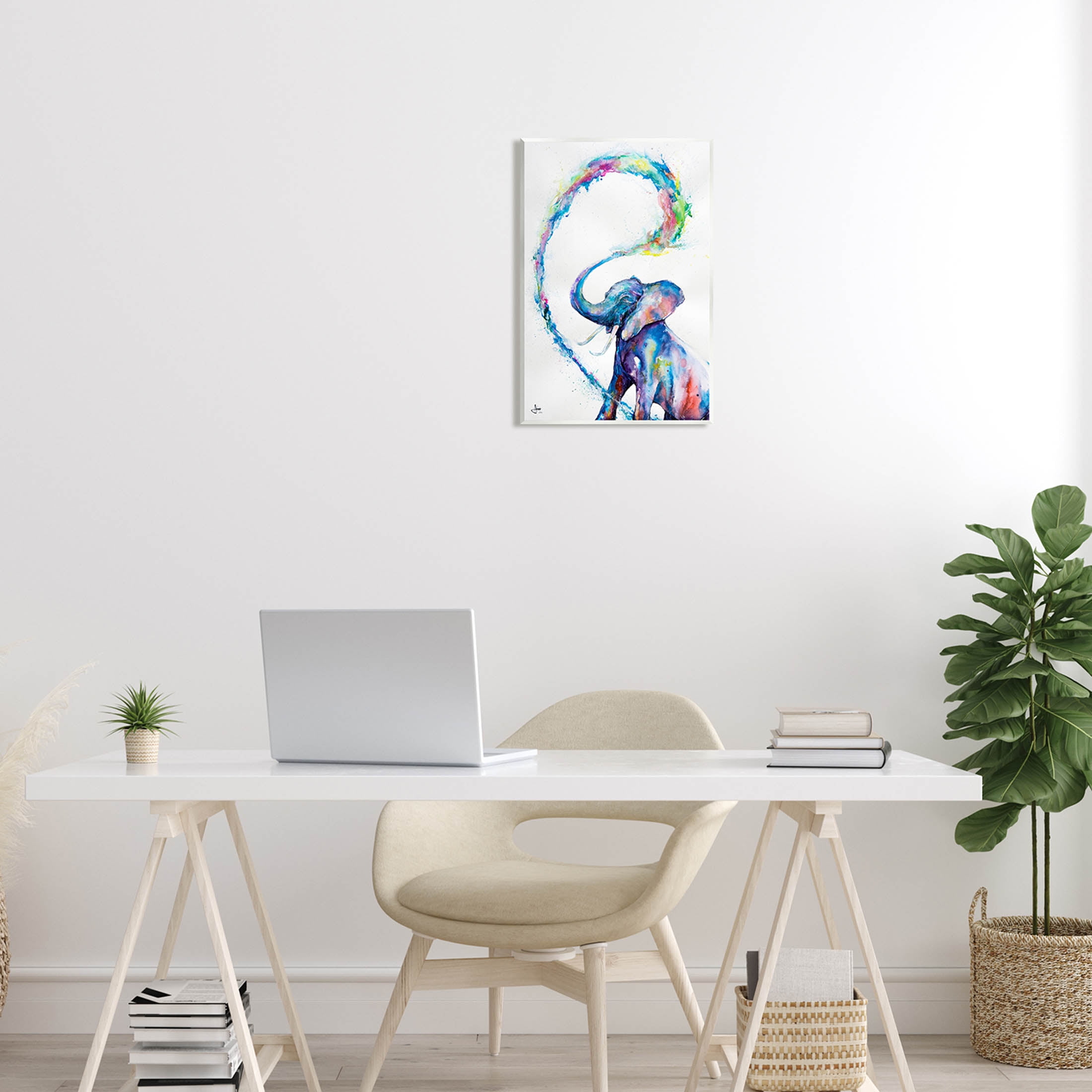 Modern Rainbow Elephant Splash Animals & Insects Graphic Art Unframed Art Print Wall Art