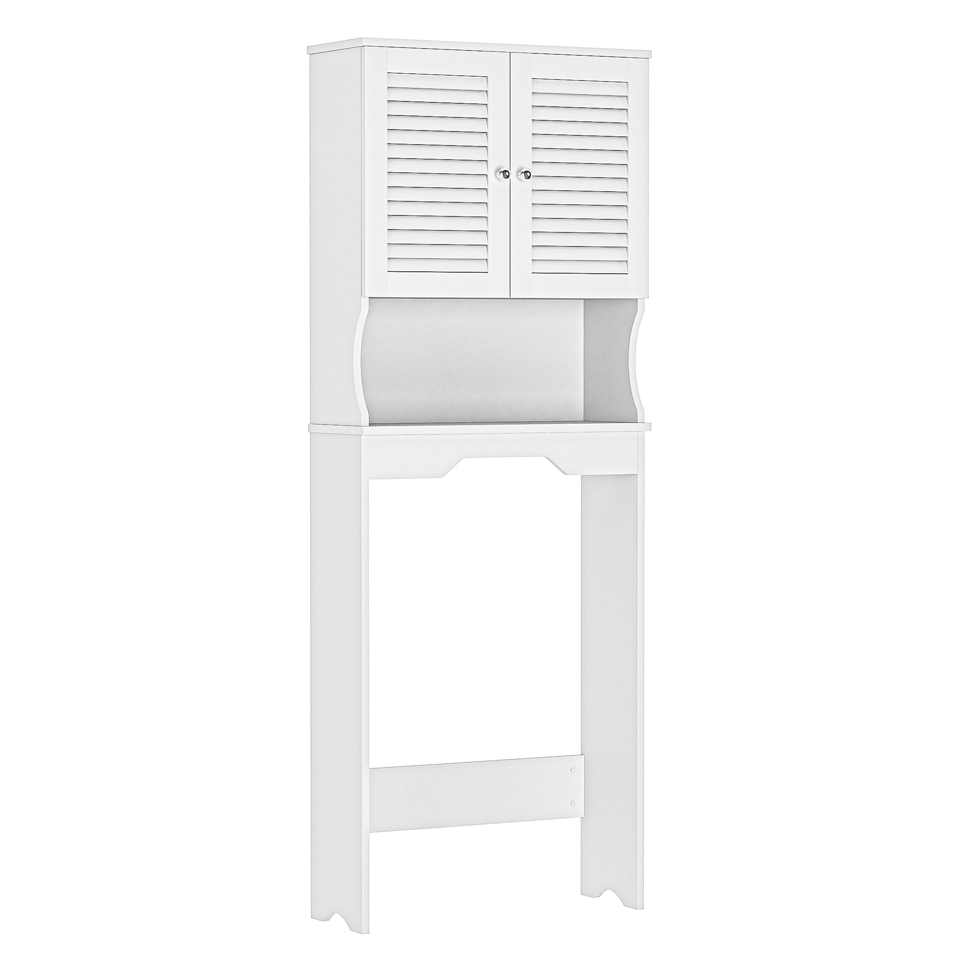 Kadyn Bathroom Space Saver Cabinet, Over The Toilet Storage Cabinet with Double Doors and 1 Adjustable Shelf, W Bathroom Space Saver for Home, White