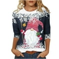 thumbnail image 2 of Merry Christmas Tree Shirt for Women 2023 Round Neck 3/4 Sleeve Graphic Tshirts Cute Snowman Print Tee Tops Ladies Fall Fashion Blouse, 2 of 4