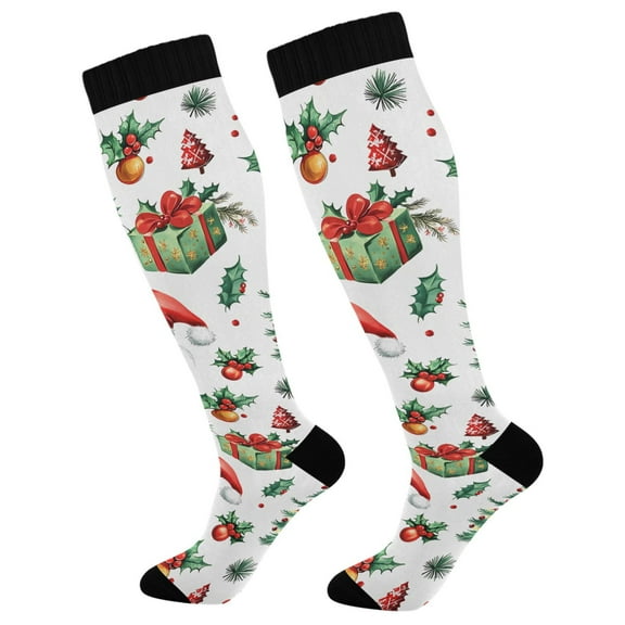 joogoo Vintage Santa Claus Trees Long Socks Women Men Knee High Sock