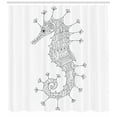 thumbnail image 3 of Ambesonne Animal Shower Curtain, Seahorse Heraldic Art, 69"Wx84"L, Charcoal Grey White, 3 of 3