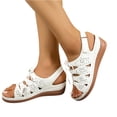 thumbnail image 3 of NexTorq Women’s Cutout Lace-Up Wedge Roman Sandals, Closed Toe Adjustable Comfort Shoes, Lightweight Summer Footwear, Casual & Outdoor Wear, White, 8.5, 3 of 5