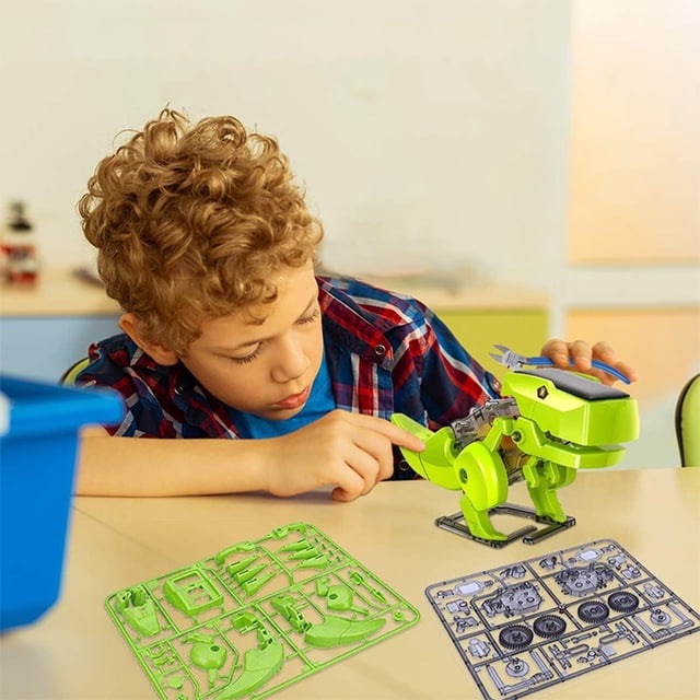 Juguetes para Niños XWSHYW 3 En 1 Dinosaurio Autoinstalado Coche de Juguete Solar Robot Inteligente