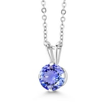 Gem Stone King 925 Sterling Silver Blue Tanzanite Pendant Necklace for Women (0.90 Cttw, Gemstone December Birthstone, Round 6MM, with 18 inch Chain)