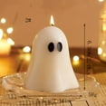 thumbnail image 3 of Handcrafted Halloween Ghost Scented Candle - Lavender Aroma, Single Wick, Jar Design With Bow Accent For Home Decor, 3 of 5