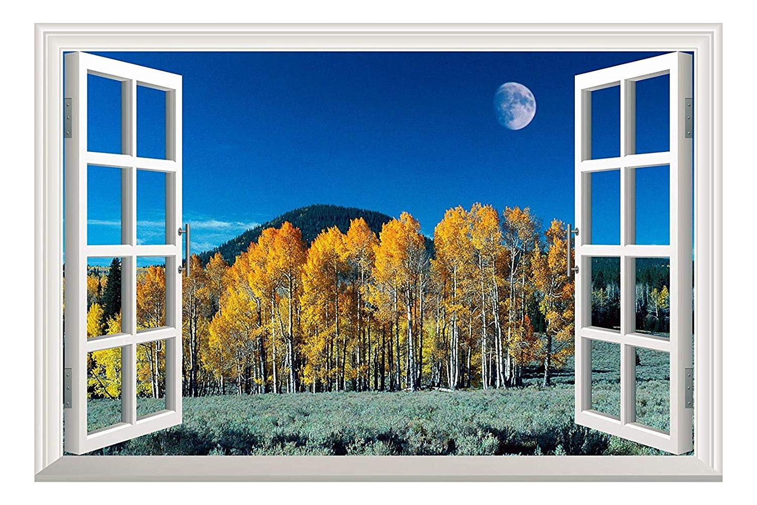 Wall26 Yellow Pine Tree Window View Peel & Stick Wallpaper, 36x48
