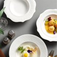 thumbnail image 4 of Ceramic Plate Round Soup Plate Household Pasta Bowl with Embossed Pattern Restaurant Cafe Salad Plate Pure White Soup Plate Deep Plate, 4 of 6