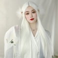 thumbnail image 3 of Pelucas Rectas Blancas Largas, Estilo Realista antideslizante Duradero Elegantes Pelucas Largas y Largas para cosplay, 3 of 7
