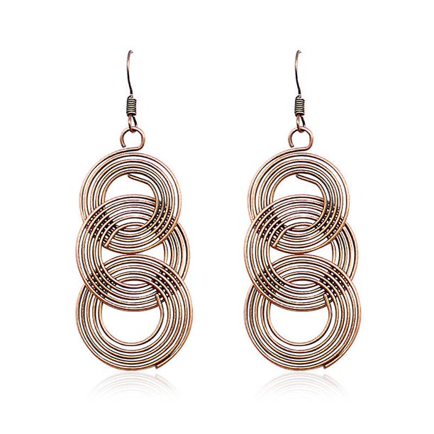 Pendientes de metal con grandes círculos de pila vintage Europa y los Estados Unidos pendiente de gota largo sexy exagerado tendencia personalizada