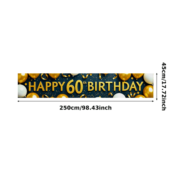 Golden Glittery Happy 60th Birthday Banner Background Decors Party Supplies Birthday Decoration Photography Props Backdrop Party Decorations