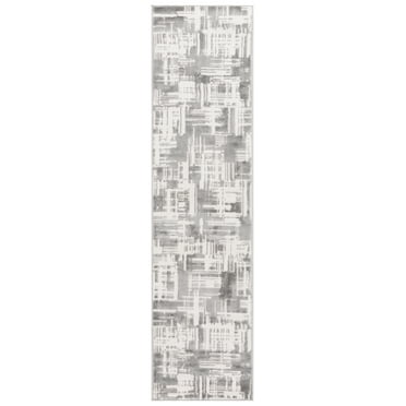 SAFAVIEH Saylor Tryik Geometric Runner Rug, Ivory/Dark Gray, 2' x 8'